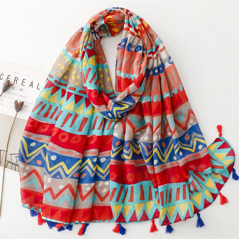 Vintydżowy jedwabny szal patchworkowy