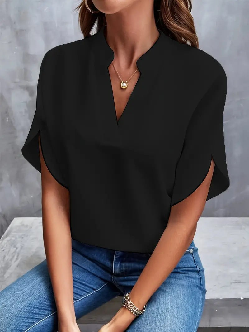 V-neck luźna koszula