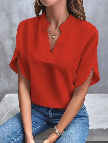 V-neck luźna koszula