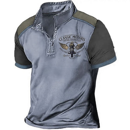 Vintage koszulka polo męska z krótkim rękawem