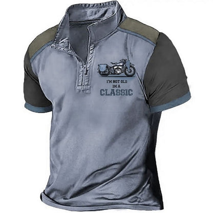 Vintage koszulka polo męska z krótkim rękawem