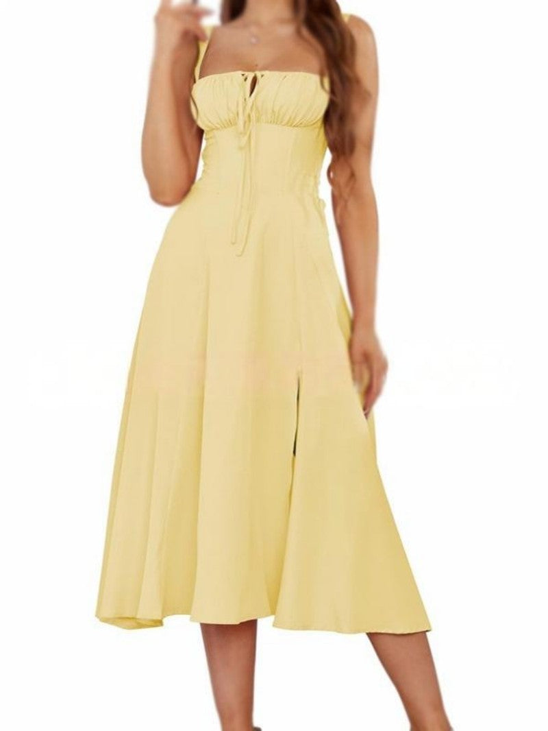 Solidna sukienka na ramiączkach z wiązaniem