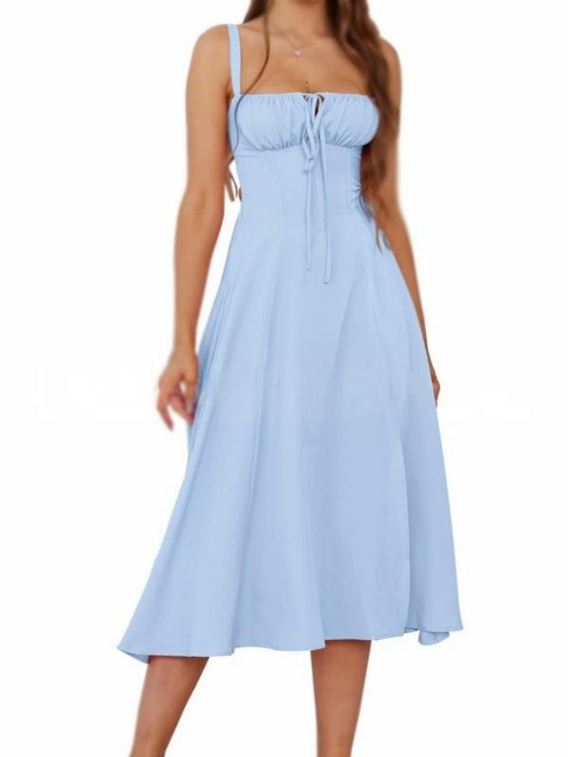 Solidna sukienka na ramiączkach z wiązaniem